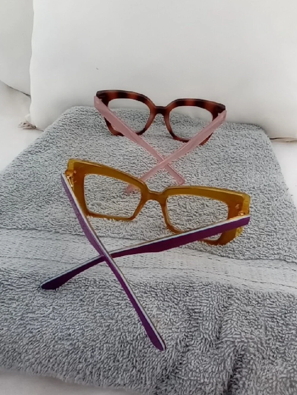 Stylish Women's Square Frame Glasses - Purple & Brown